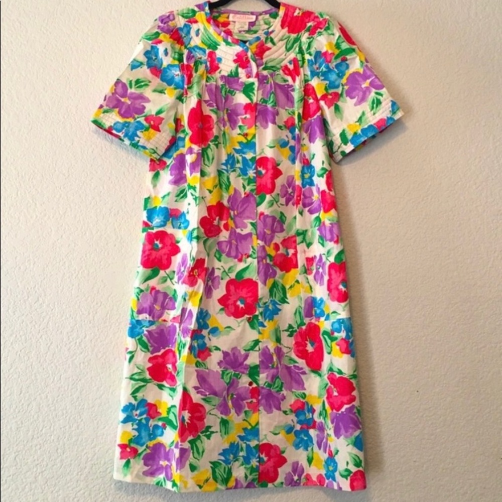 Vintage Bright Floral House Dress